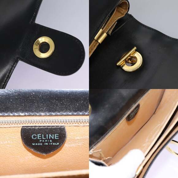 CELINE Hand Bag Leather Black Gold - Picture 12 of 13